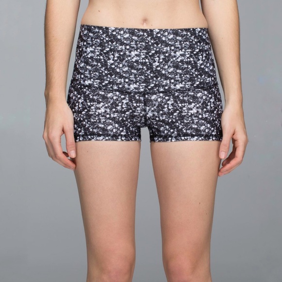 lululemon athletica Pants - Lululemon Shine Short Roll Down Shimmy Shimmer Black White 2